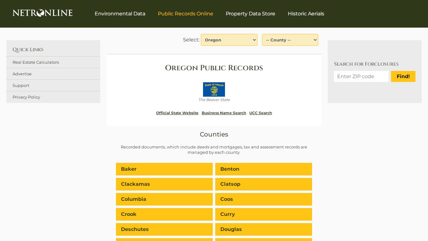 Oregon Public Records Online Directory - NETROnline.com