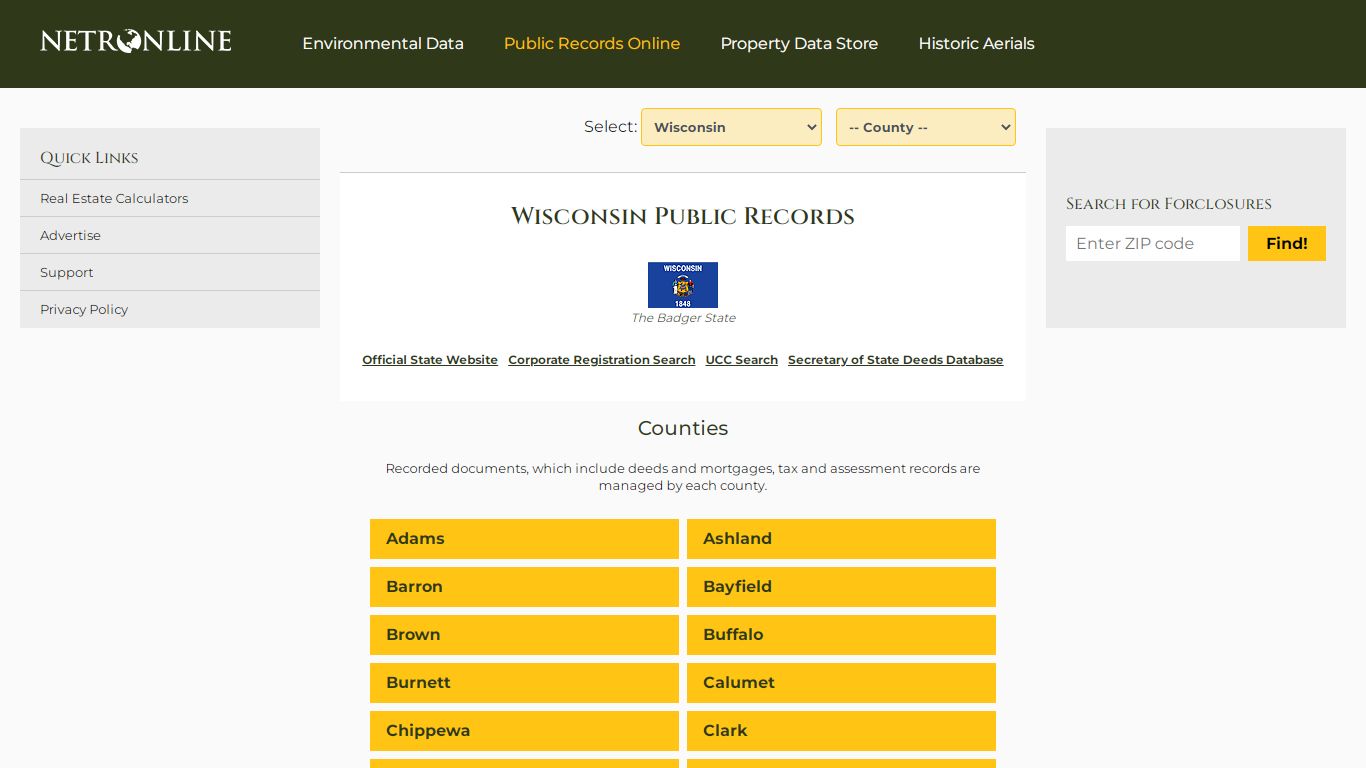 Wisconsin Public Records Online Directory - NETROnline.com